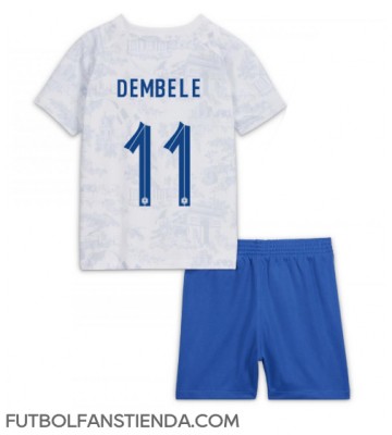 Francia Ousmane Dembele #11 Segunda Equipación Niños Mundial 2022 Manga Corta (+ Pantalones cortos)
